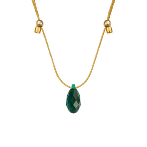 &Livy Emerald On Gold Hyevibe Crystal Slider Necklace
