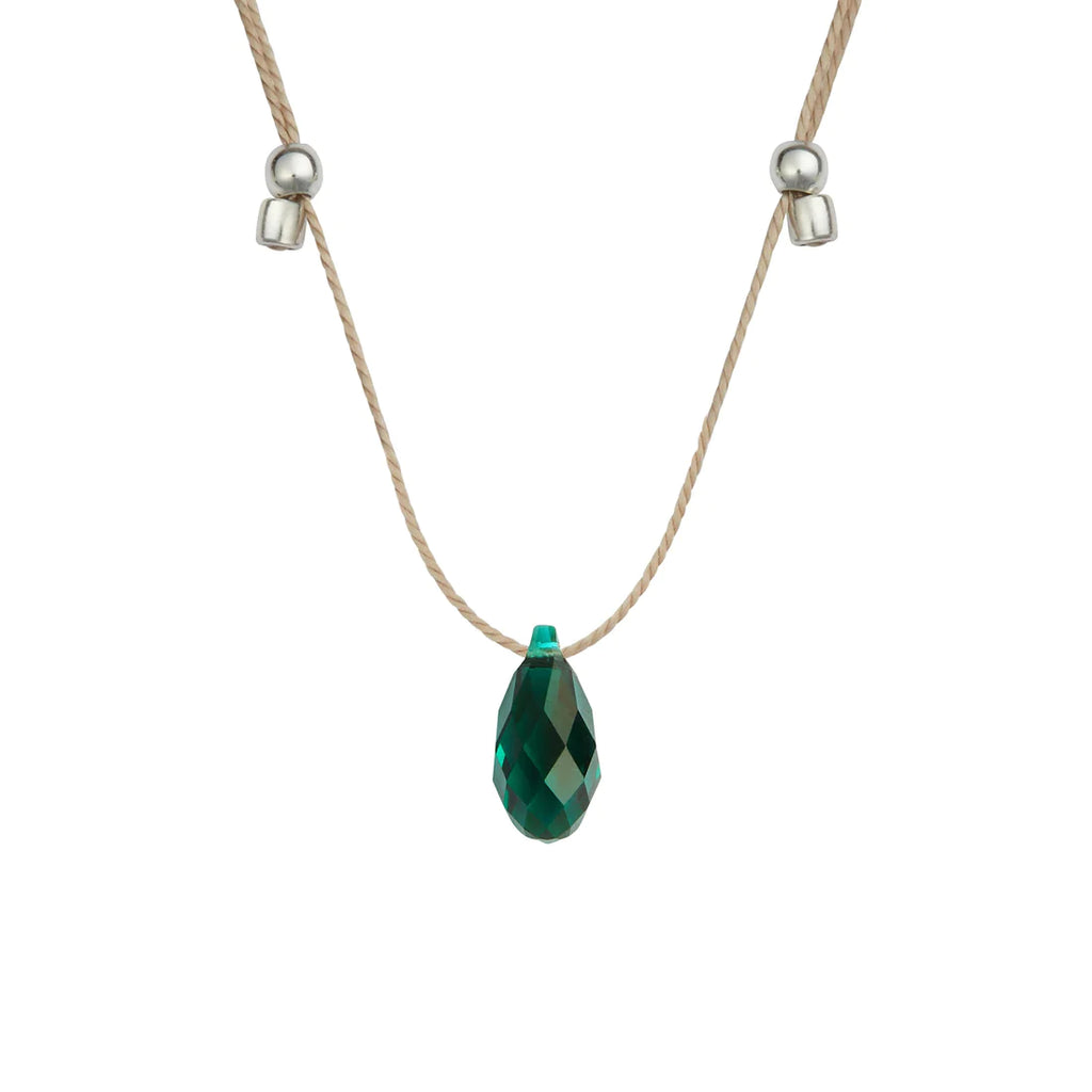 &Livy Emerald On Silver Hyevibe Crystal Slider Necklace
