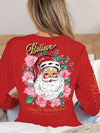 Floral Santa Long Sleeve Simply Southern Tee