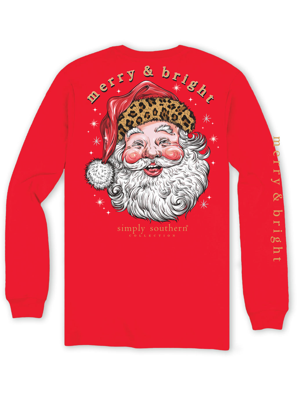 Leopard Santa Long Sleeves Simply Southern Tee
