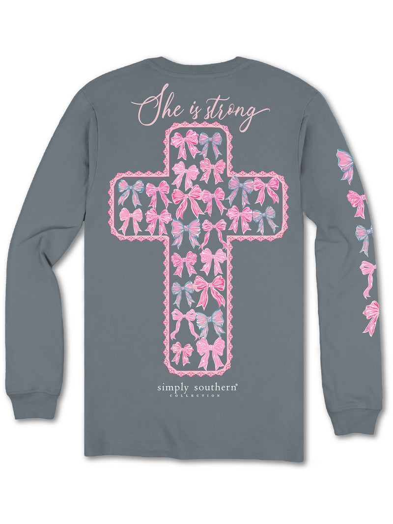 She Is Strong Long Sleeves Simply Southern Tee