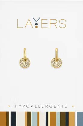 CZ Coin Huggie Layers Earrings in Gold