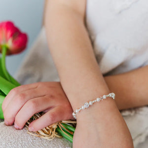 Luna Sterling Silver & Swarovski Pearl & Pave Beads Baby Bracelet