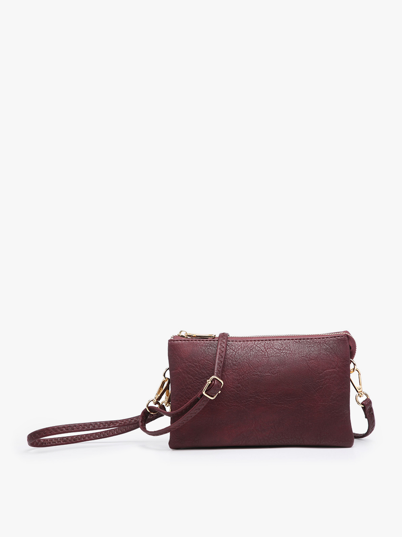 Zoe Plum 3 Compartment Crossbody/Wristlet Purse