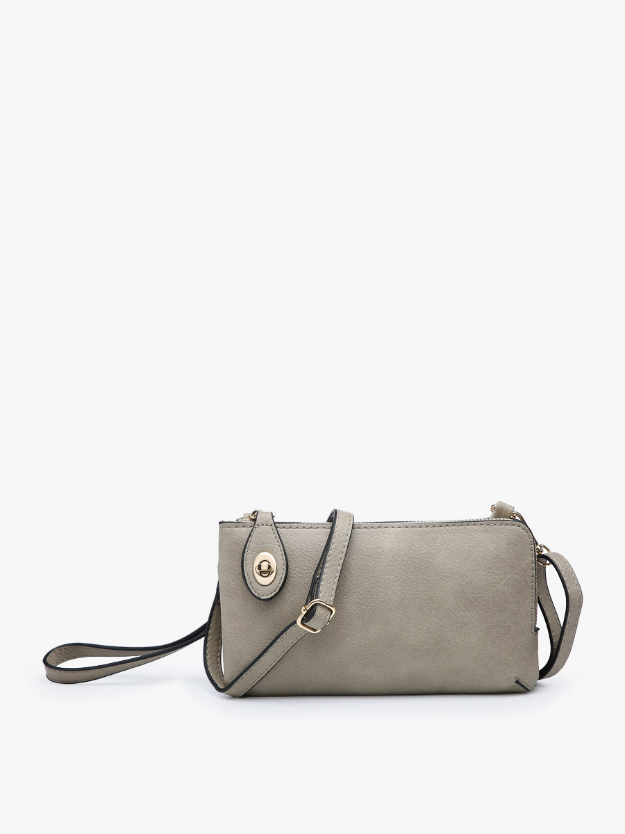 Kendall Light Khaki Twist Lock Closure Jen & Co Crossbody/Wristlet