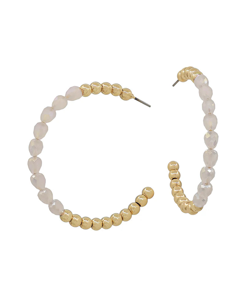 Olivia Baby Pink Bead Hoop Earrings
