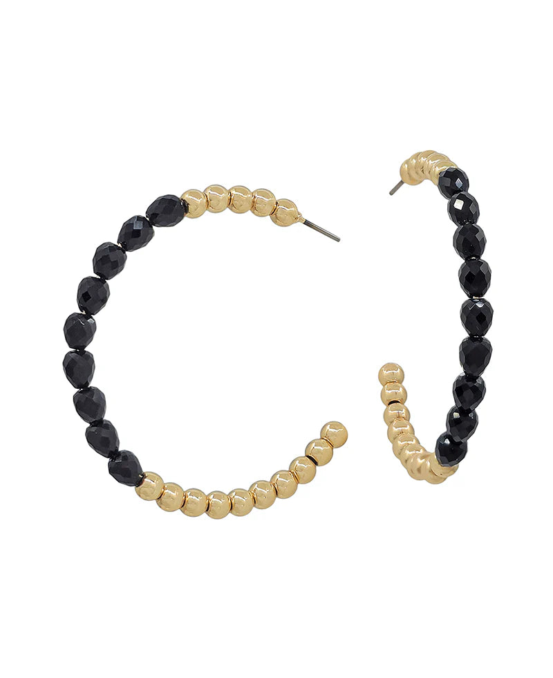 Olivia Black Bead Hoop Earrings