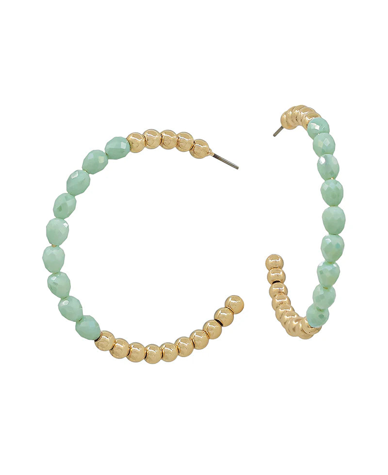 Olivia Mint Bead Hoop Earrings