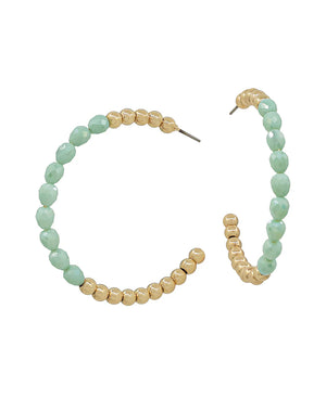 Olivia Mint Bead Hoop Earrings