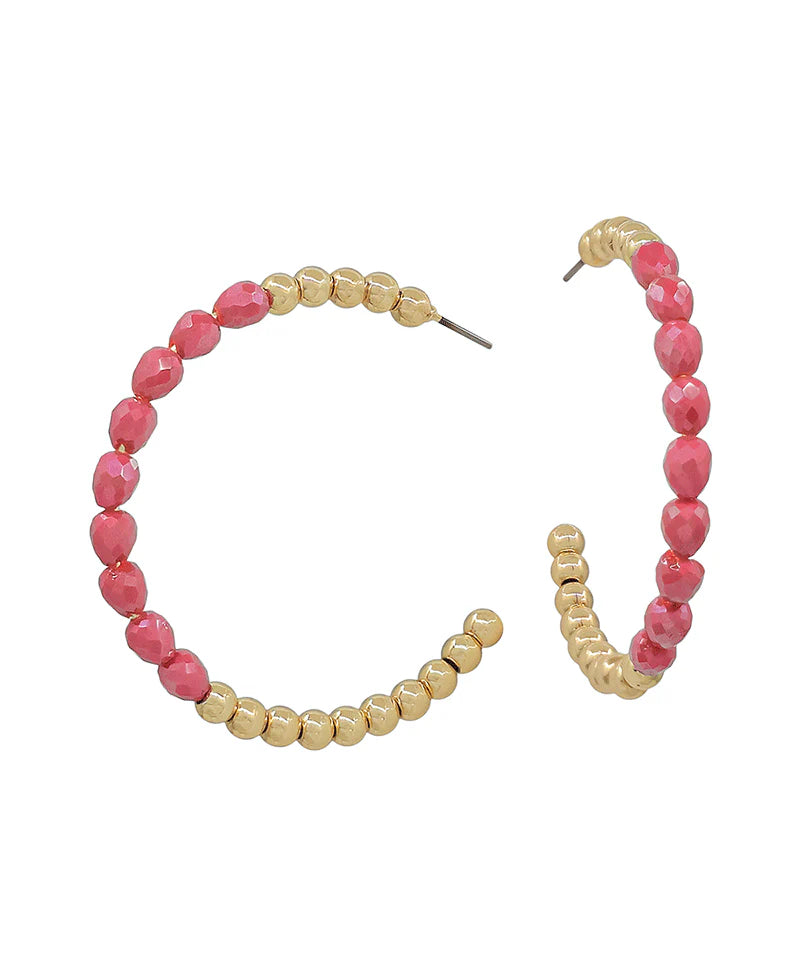 Olivia Red Bead Hoop Earring