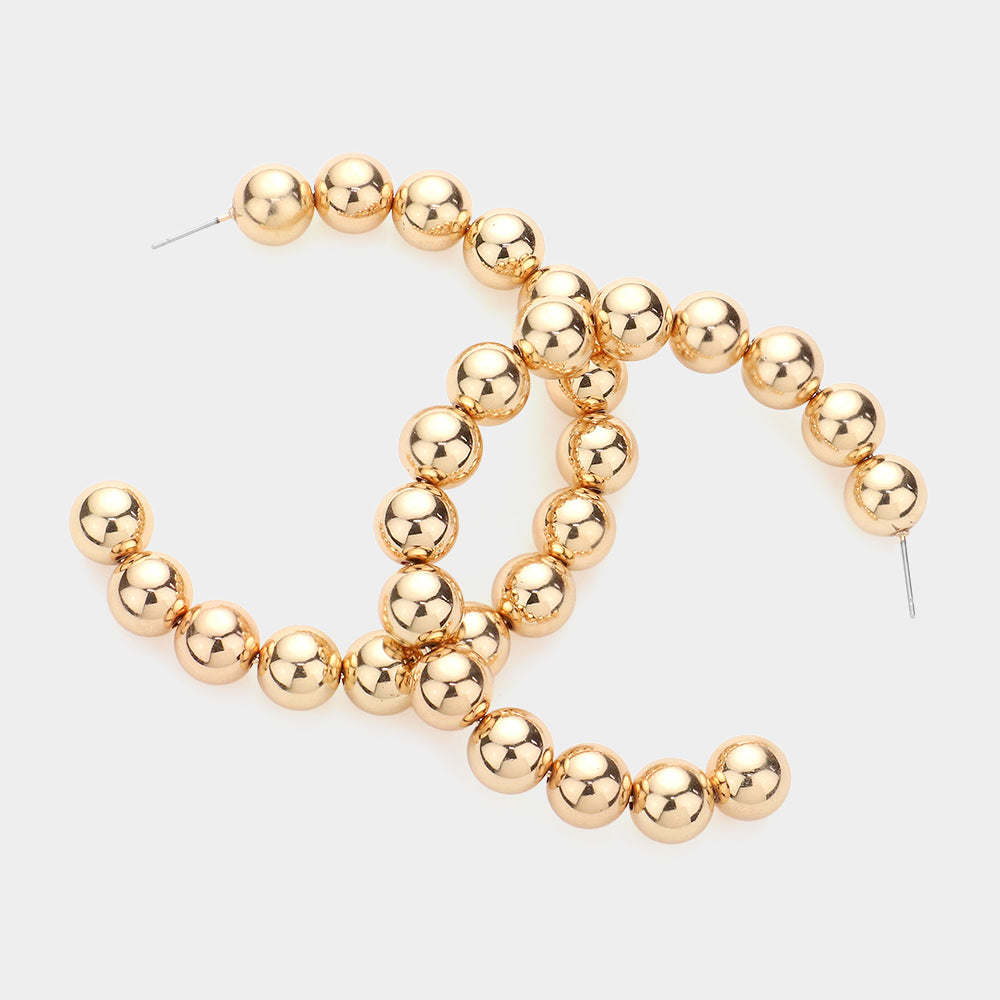 Gold Ball Hoop Earrings