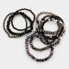 Black 9 Piece Faceted Bead Bracelet Set