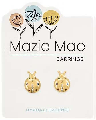Ladybug Stud Gold Mazie Mae Earrings