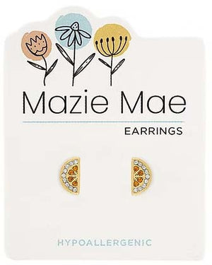 Orange Slice Stud Gold Mazie Mae Earrings