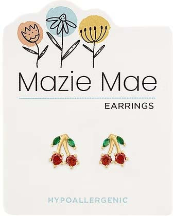 Cherry Stud Gold Mazie Mae Earrings