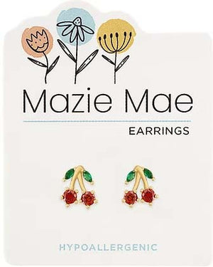 Cherry Stud Gold Mazie Mae Earrings