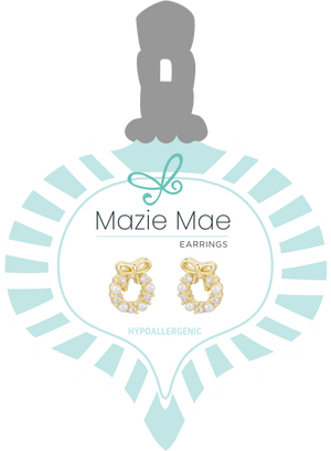 Pearl & CZ Wreath Gold Stud Mazie Mae Earrings