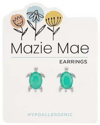 Pacific Opal Turtle Stud Silver Mazie Mae Earrings