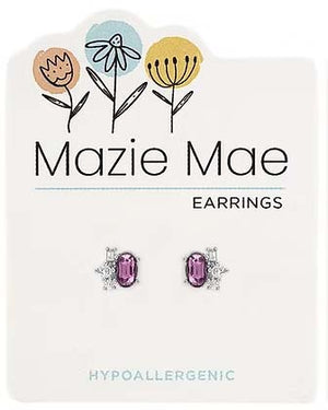 Light Amethyst Oval Cluster Stud Silver Mazie Mae Earrings