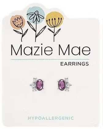 Light Amethyst Oval Cluster Stud Silver Mazie Mae Earrings