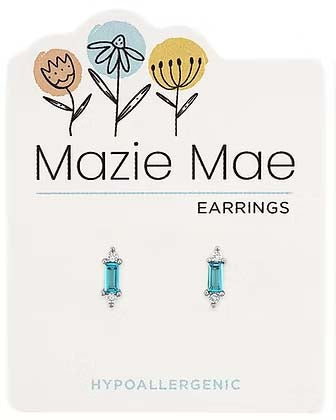Aquamarine Solitaire Stud Silver Mazie Mae Earrings