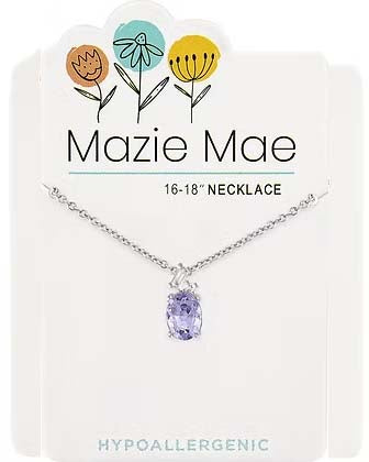 Light Amethyst Oval Trio Silver Mazie Mae Necklace