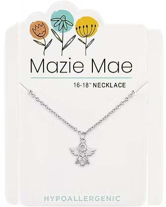 CZ Angel Silver Mazie Mae Necklace