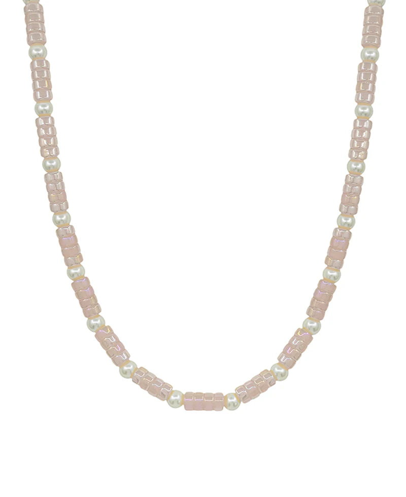 Candace Baby Pink Candy Bead & Pearl Necklace