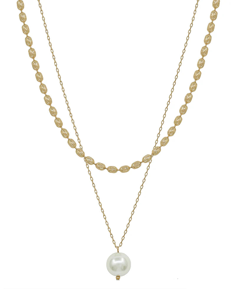 Penelope Pearl Pendant Gold Station Necklace