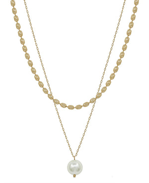 Penelope Pearl Pendant Gold Station Necklace