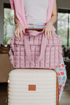 Mauve Quilted Katydid Duffle Weekender Bag with Pass-Thru Slip