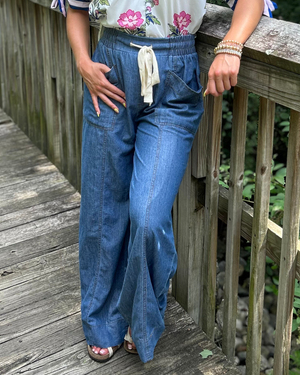 Miles Ahead Solid High Waist Wide-Leg Pants
