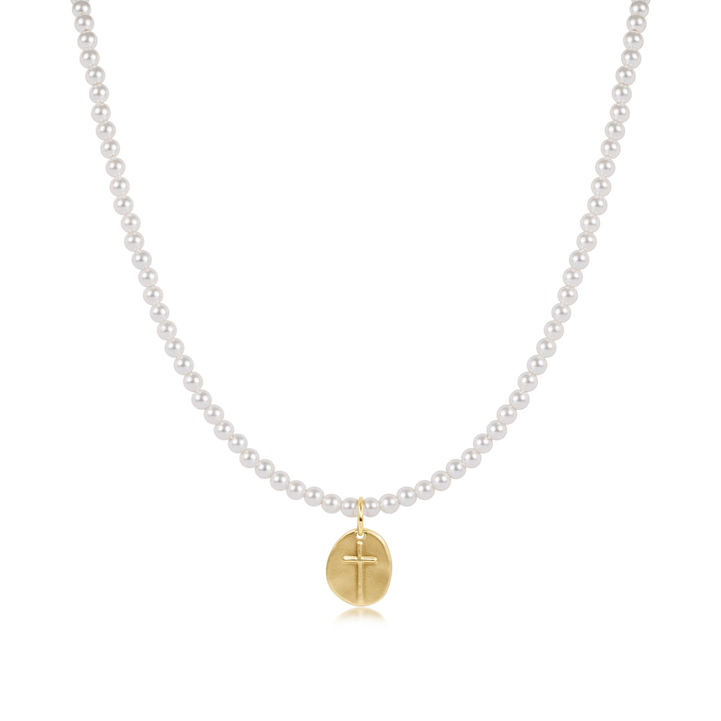 Enewton Inspire Small Gold Charm Classic Pearl 3mm Bead 17" Choker