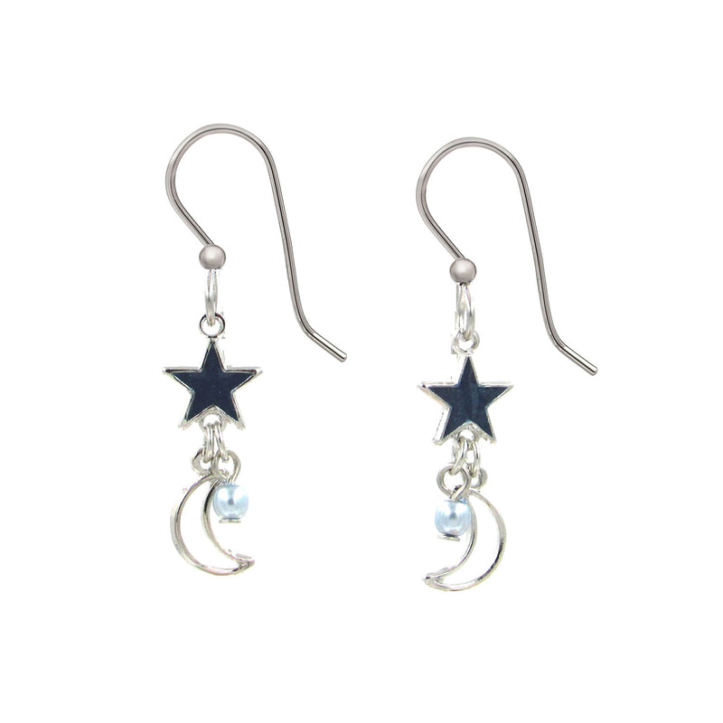 Moon & Star Silver Forest Earrings
