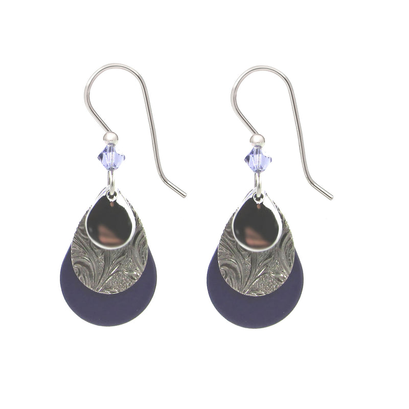 Layered Tears With Purple Silver Forest Earrings