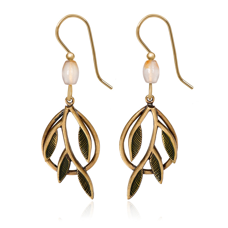 Olive Leaves Silver Forest Earrings