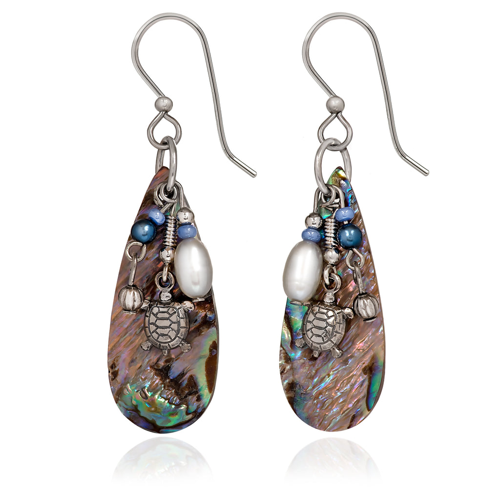 Abalone Silver Forest Earrings