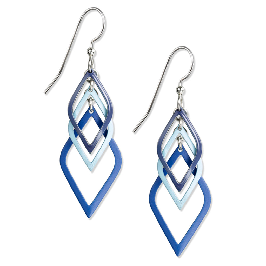 Blue Open Diamonds Silver Forest Earrings