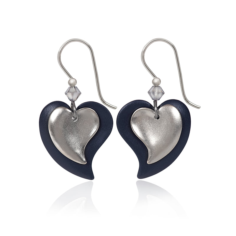 Layered Modern Hearts Silver Forest Earrings