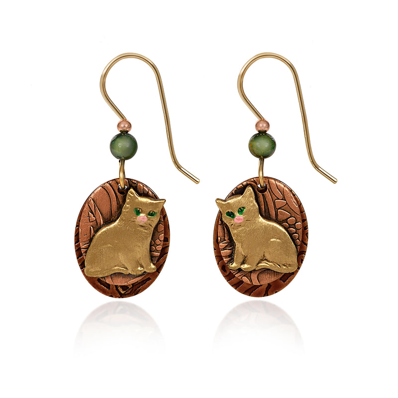 Pretty Kitty on Ovals Silver Forest Earrings