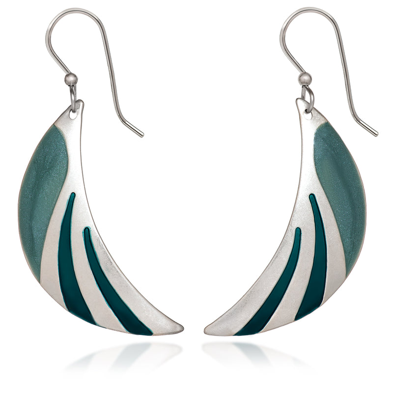 Contemporary Shape Silver Forest Earrings