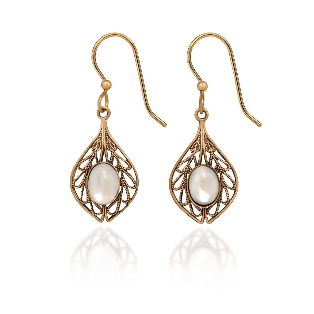 Filigree Tear With Mother Of Pearl Silver Forest Earrings