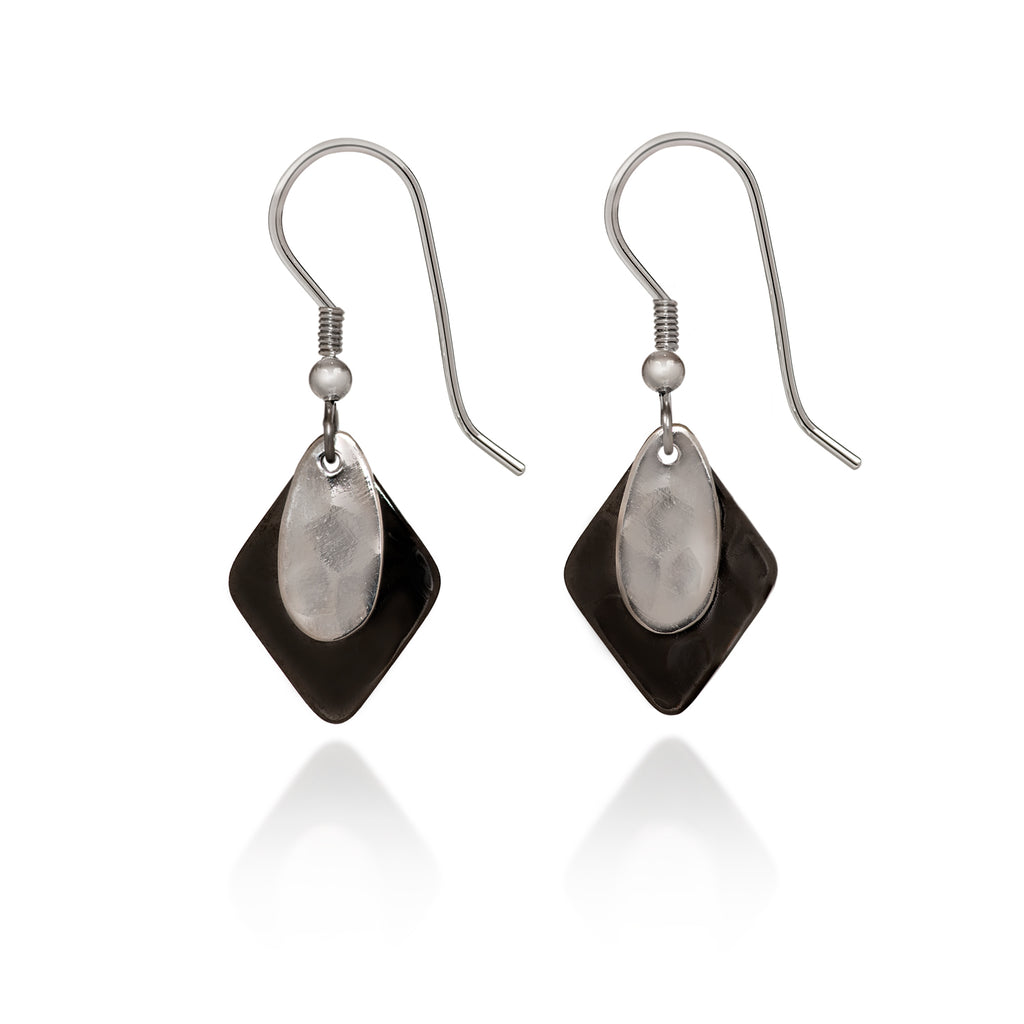 Classic Layered Shapes Silver Forest Earrings