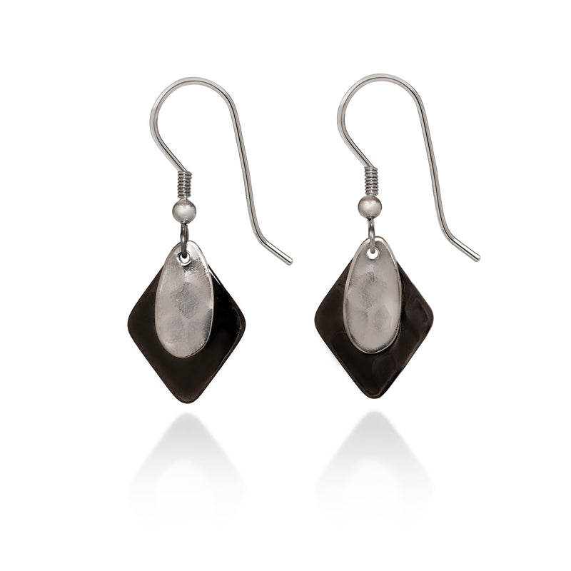 Classic Layered Shapes Silver Forest Earrings