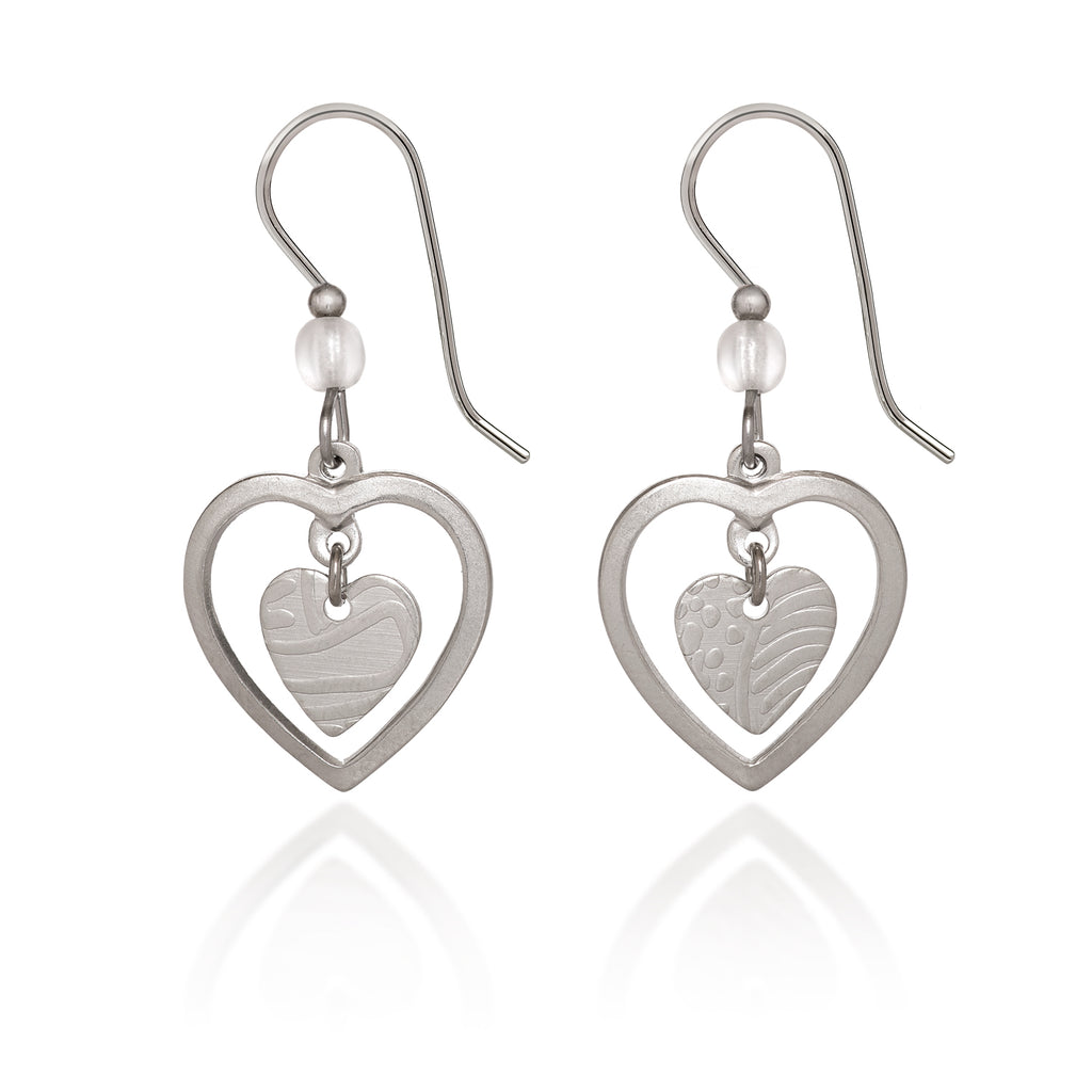 Open Heart Silver Forest Earrings