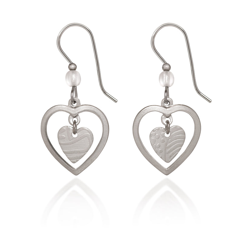 Open Heart Silver Forest Earrings