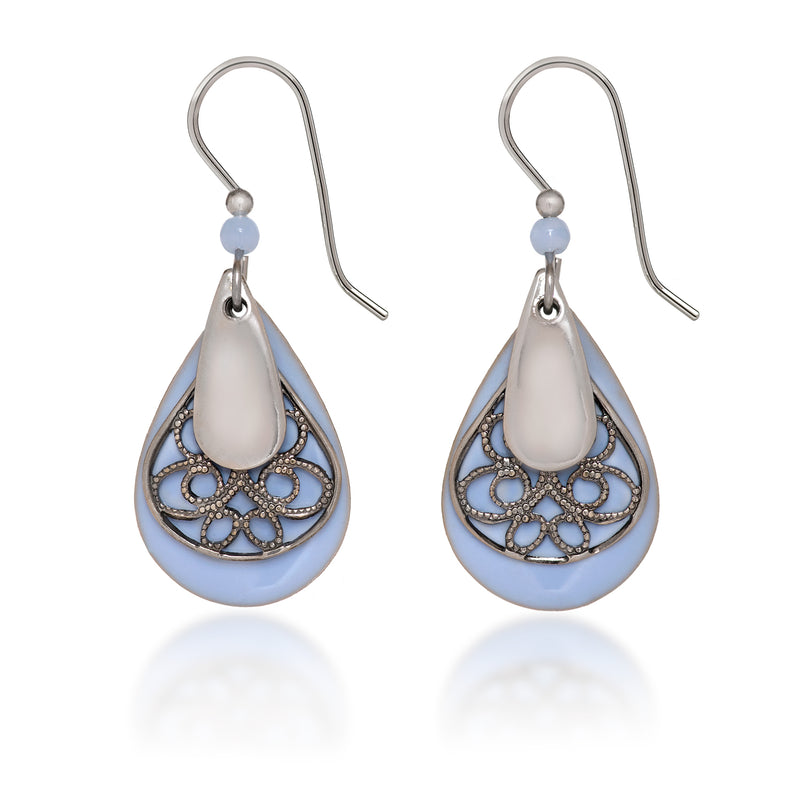 Filigree & Blue Tears Silver Forest Earrings