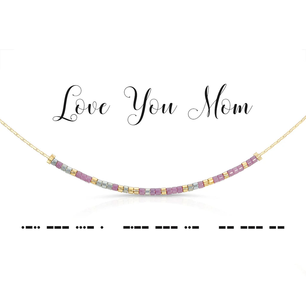 Love You Mom Dot & Dash Morse Code Necklace