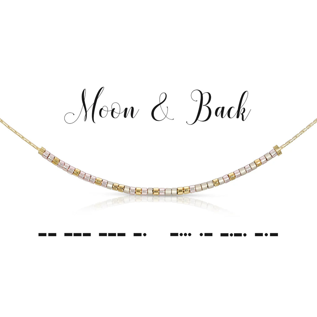 Moon & Back Dot & Dash Morse Code Necklace