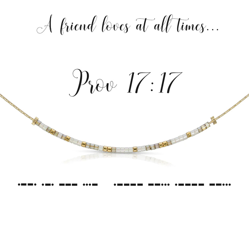 Proverbs 17:17 Dot & Dash Morse Code Necklace